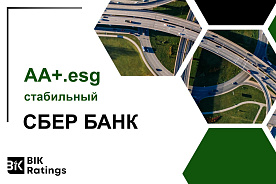 Сбер Банку присвоен ESG-рейтинг на уровне AA+.esg (прогноз стабильный)
